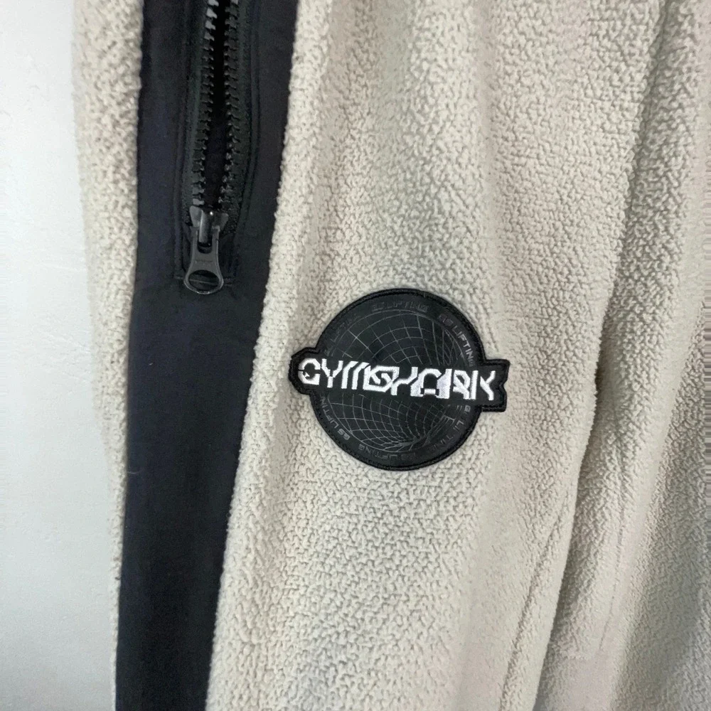 Gymshark Pants Mens S White Black Fleece Joggers Sherpa Mesh Lined Gym Athletic
